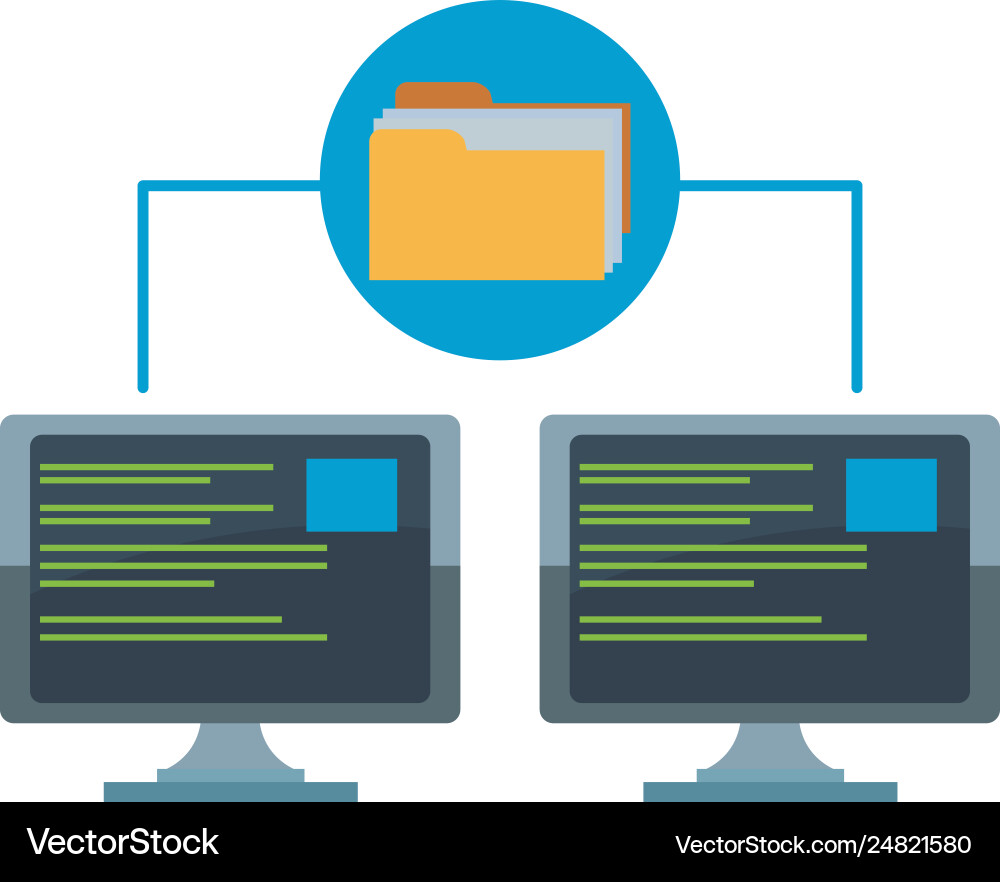 Computer and database Computer and database vector image
