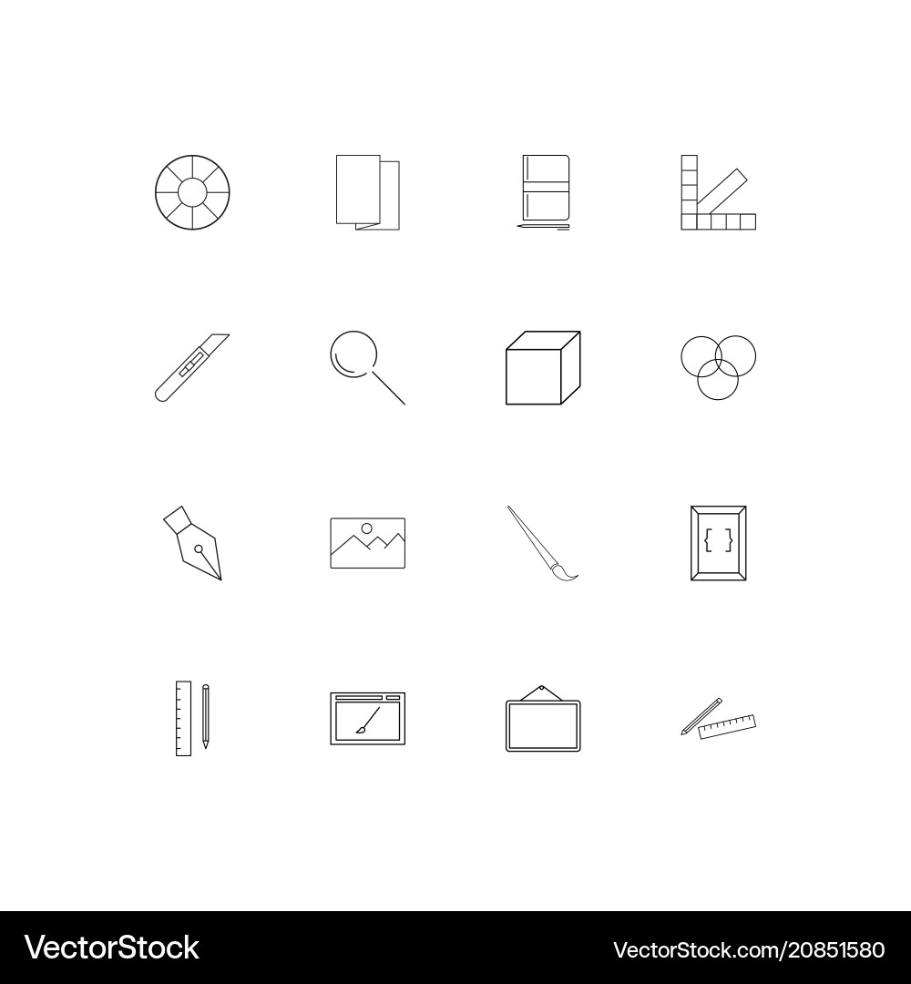 Creative process and design linear thin icons set vector image