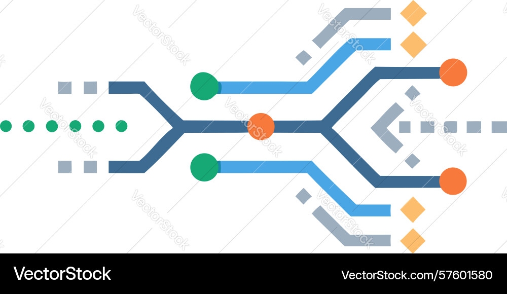 Digital circuit flow with connected nodes design vector image