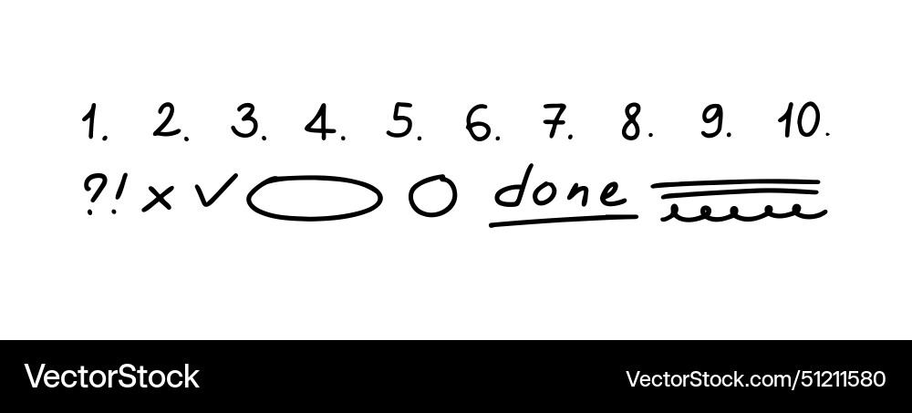 Doodle checklist numbering list of handwritten Vector Image