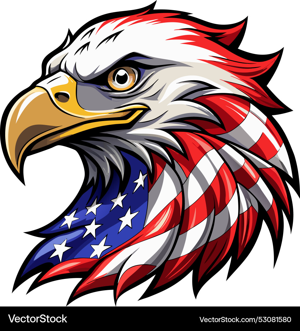 Eagle head with american flag pattern Royalty Free Vector