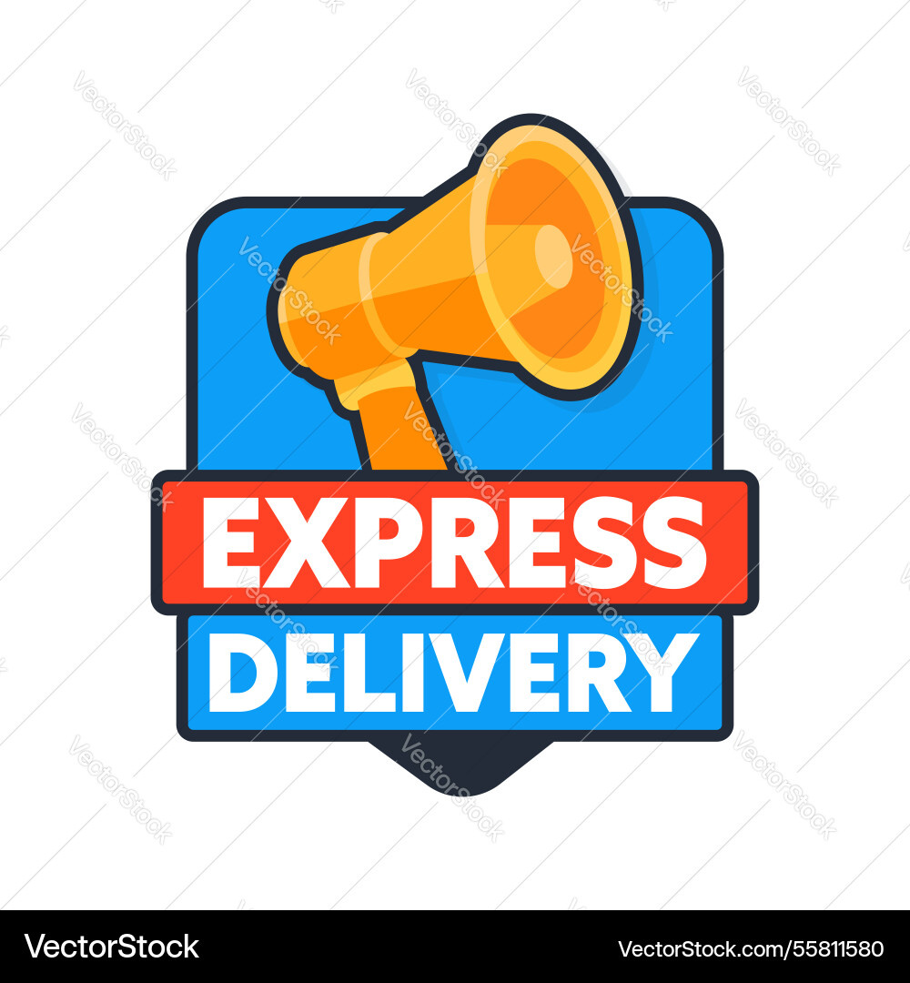 Express delivery logo featuring megaphone making Express delivery logo featuring megaphone making vector image