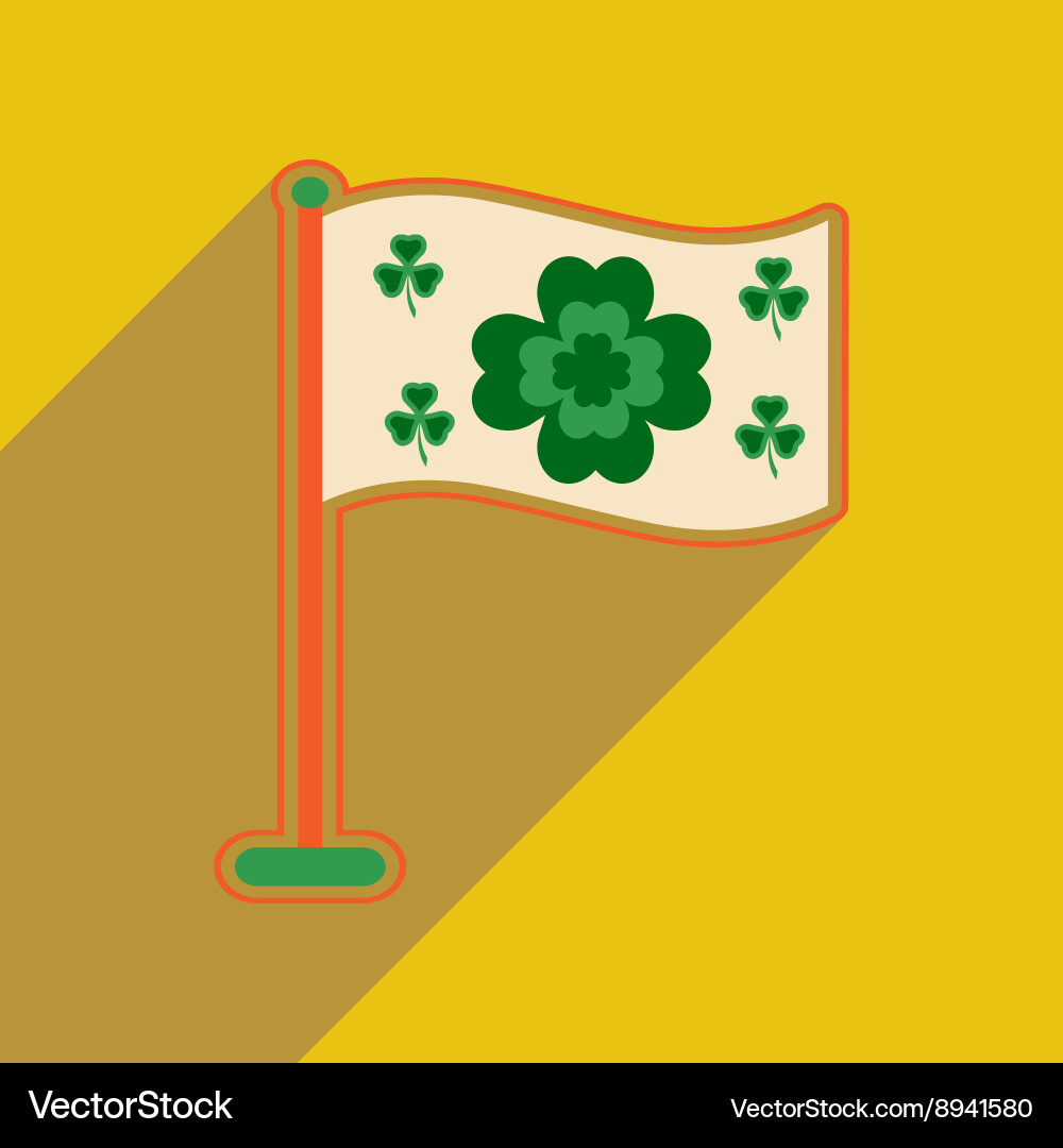 Flat web icon with long shadow flag clover vector image