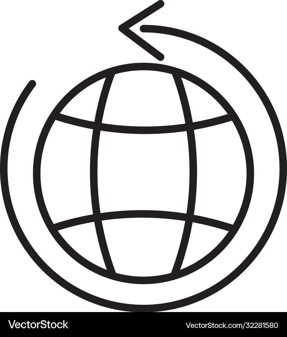 Global sphere with circular arrow around line Global sphere with circular arrow around line vector image