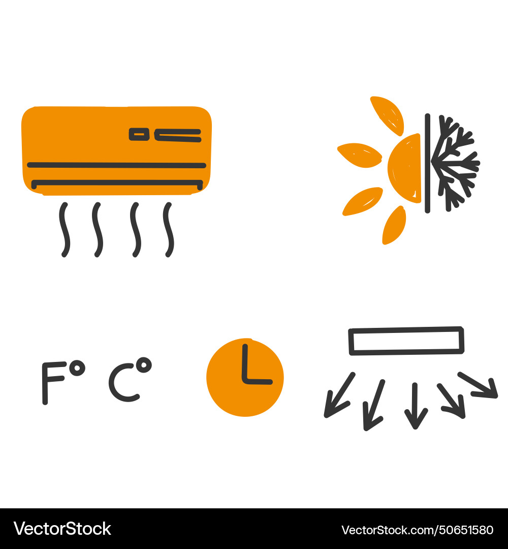 Hand drawn doodle air conditioner related icon Hand drawn doodle air conditioner related icon vector image