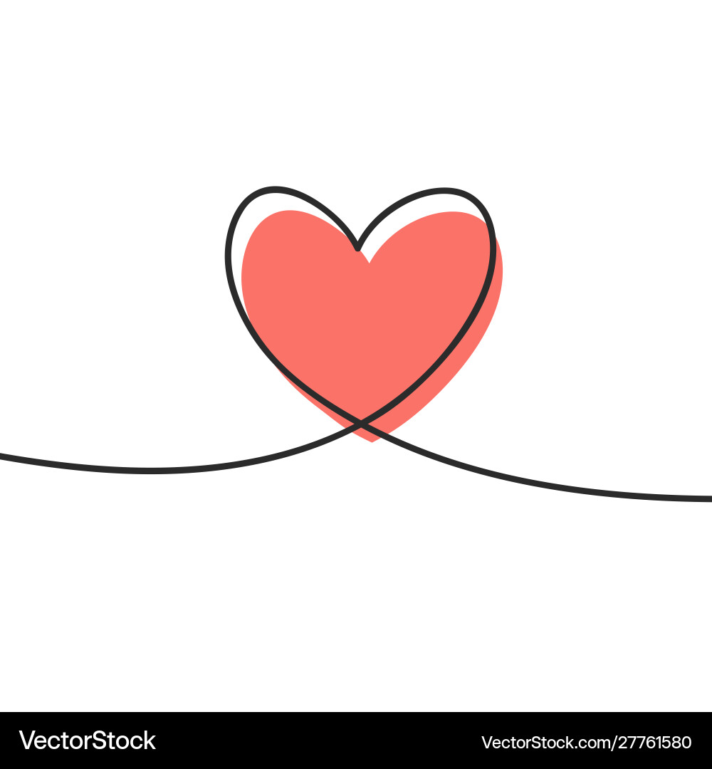 Heart in continuous drawing lines and glitch red Heart in continuous drawing lines and glitch red vector image
