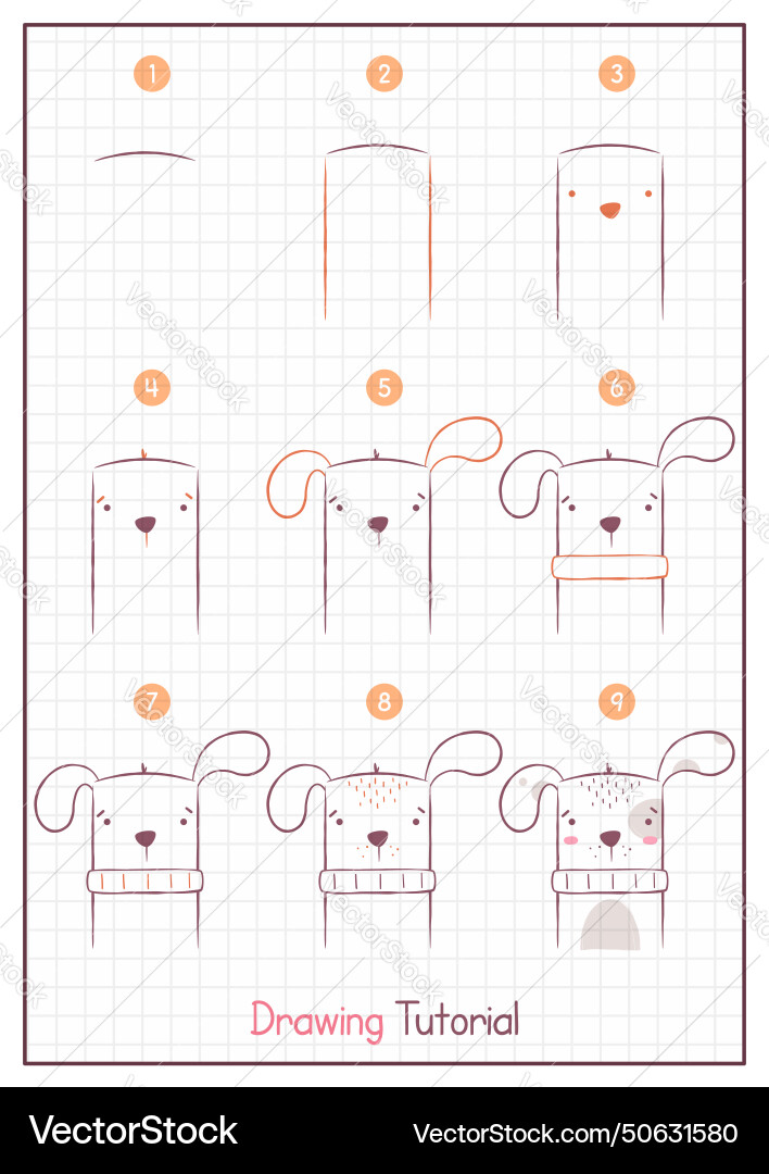 How to draw a dog step by drawing tutorial Vector Image