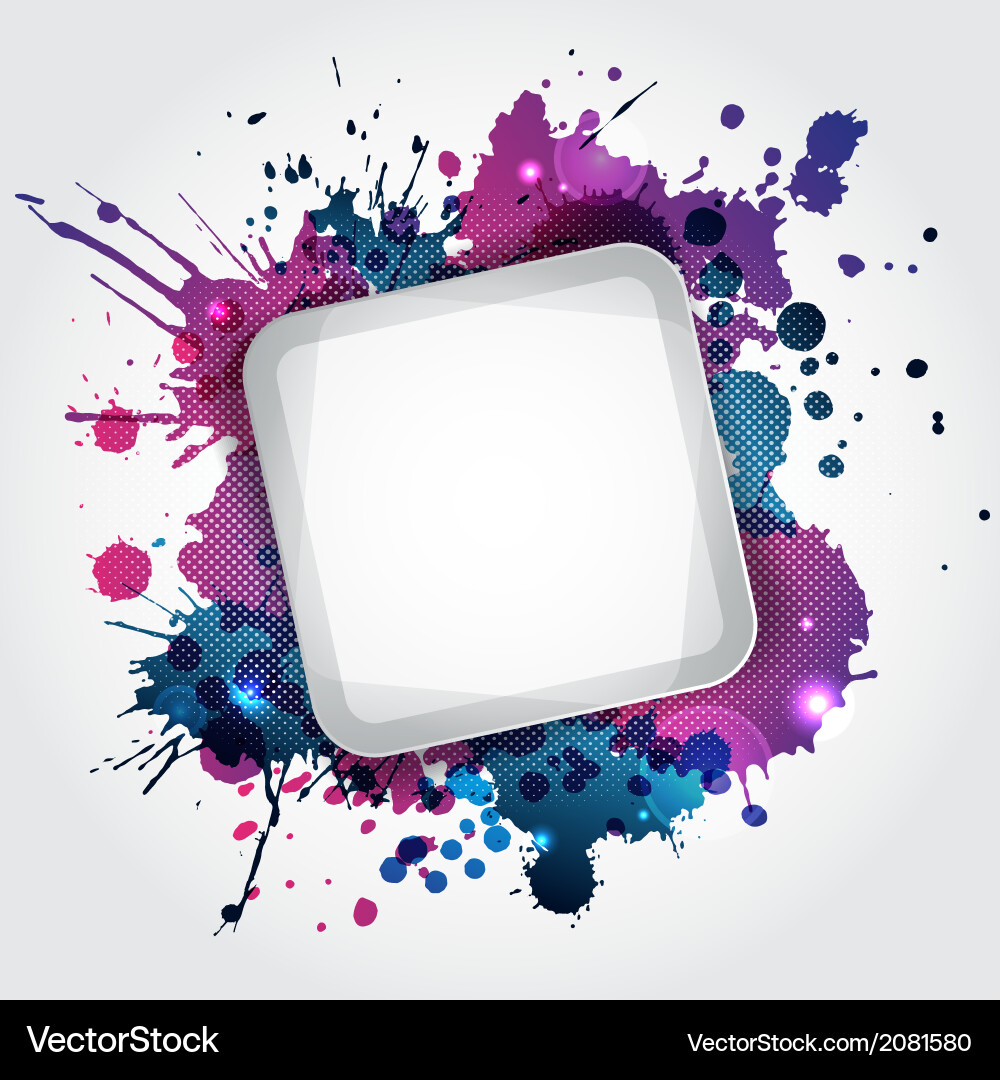 Modern white frame with blue blots vector image