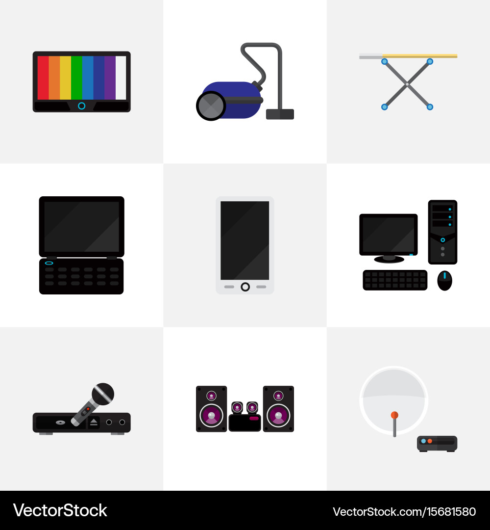 Set of 9 editable tech icons includes symbols vector image