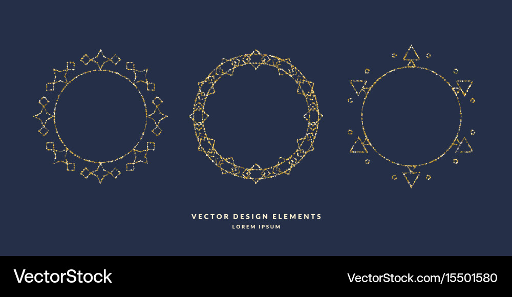 Set of modern geometric circular frames for text vector image