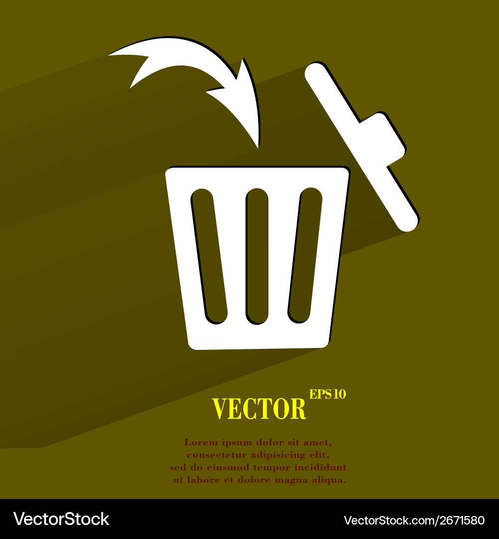 Trash bin flat modern web button with long shadow vector image
