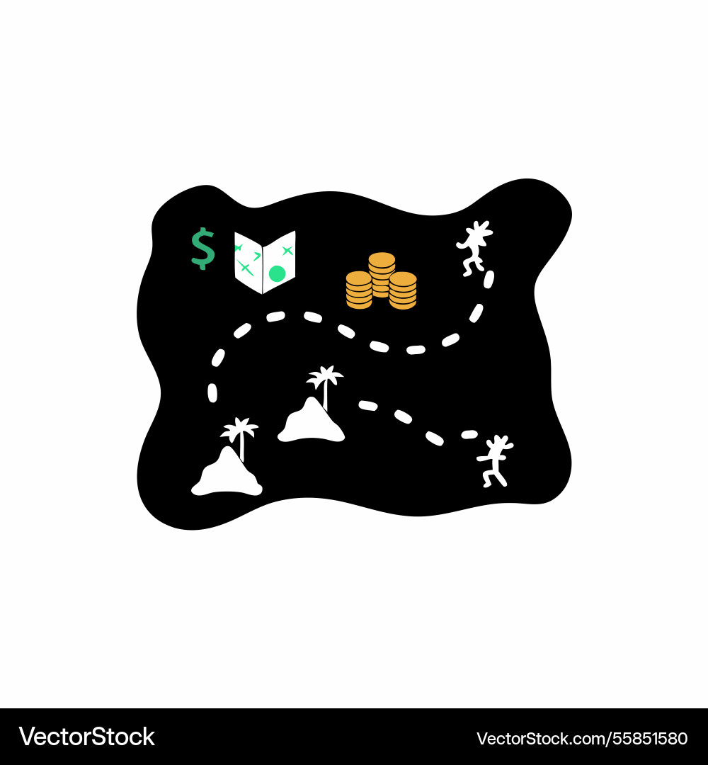 Treasure map with a path leading through Treasure map with a path leading through vector image