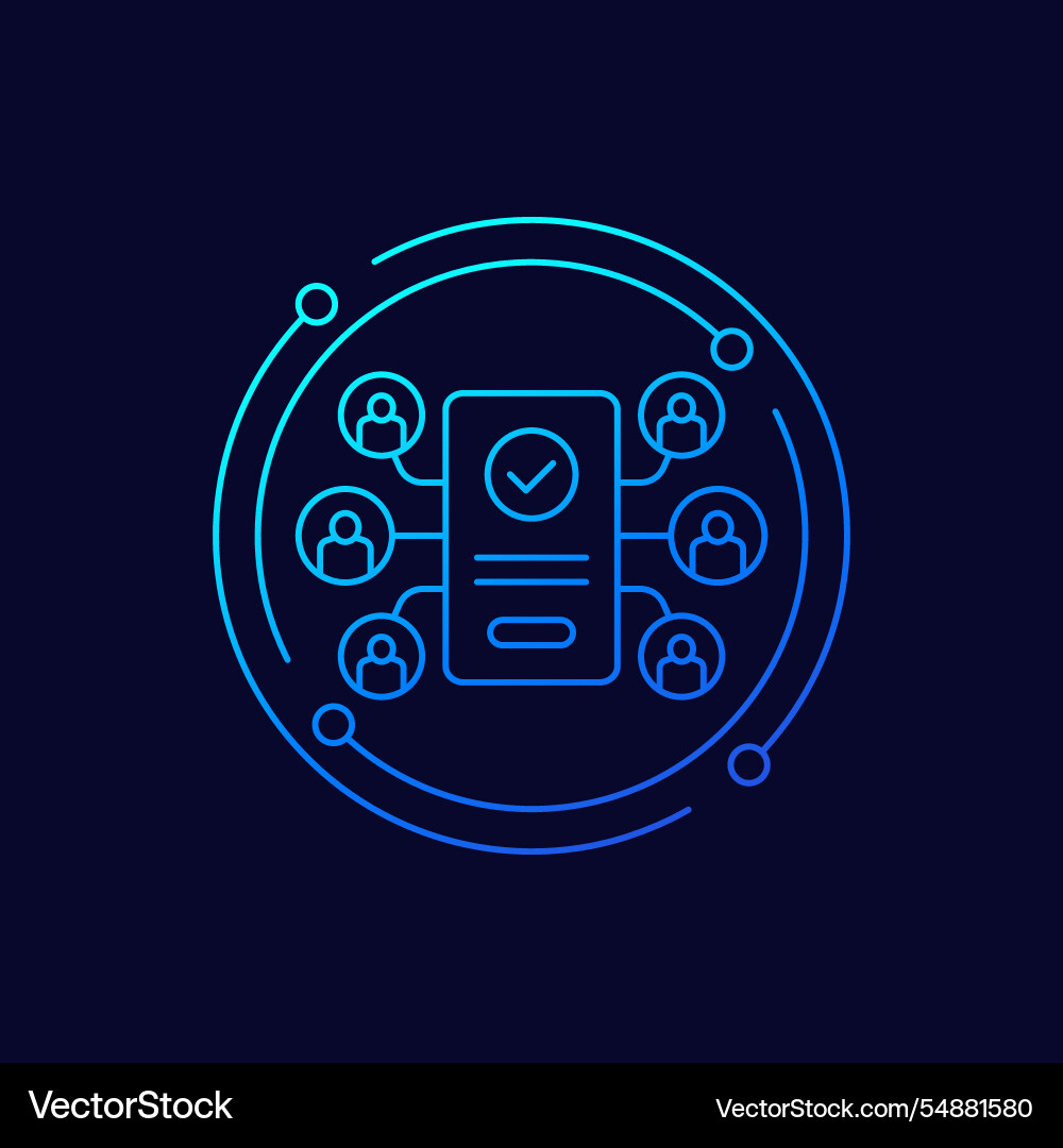 Users icon with a smart phone linear design Vector Image
