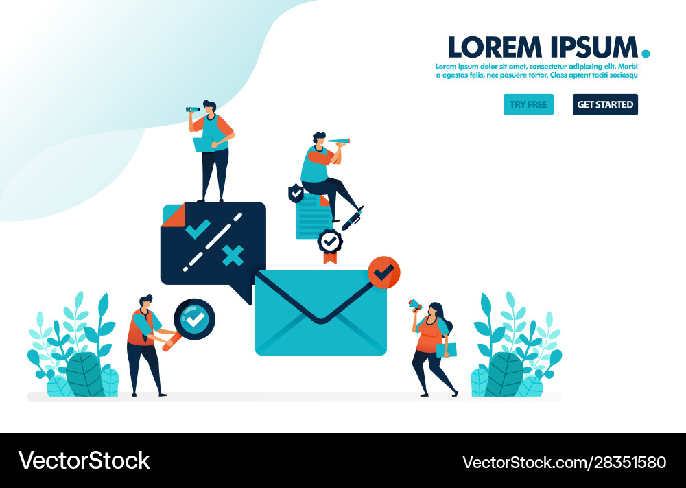 Verification and notification to receive email Verification and notification to receive email vector image