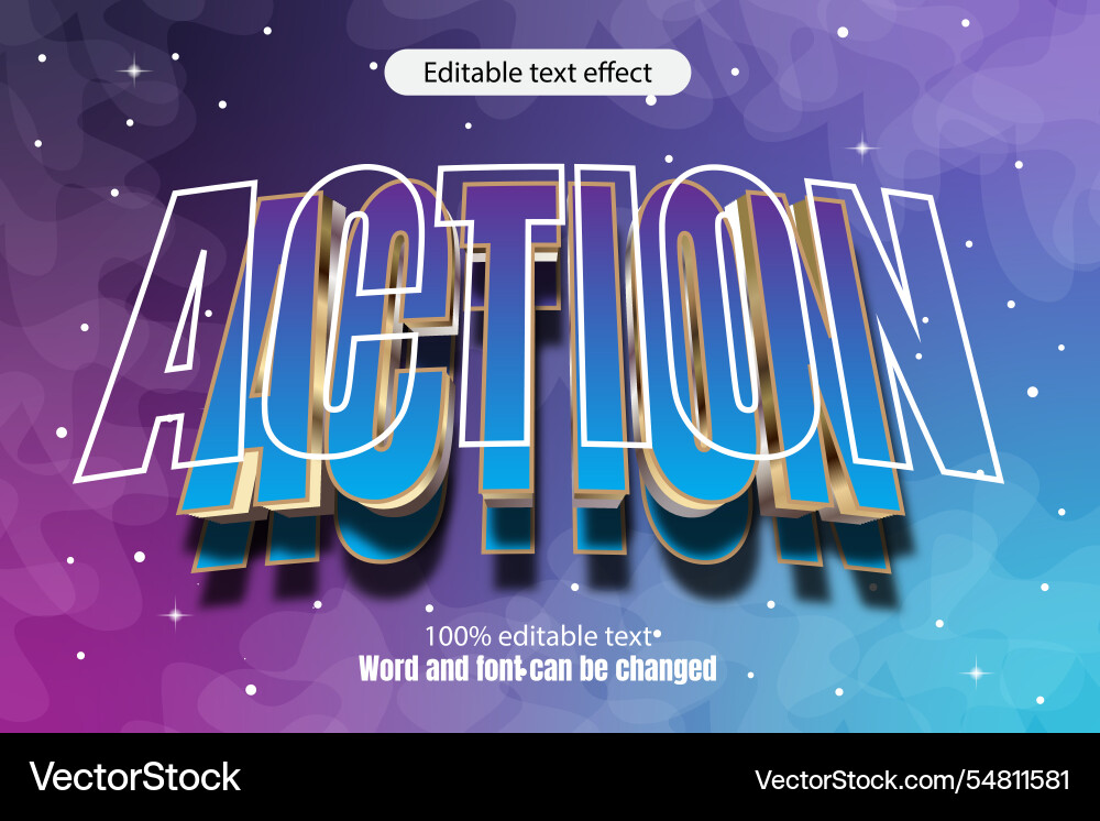 Action editable text effect 3d emboss mode rent Action editable text effect 3d emboss mode rent vector image