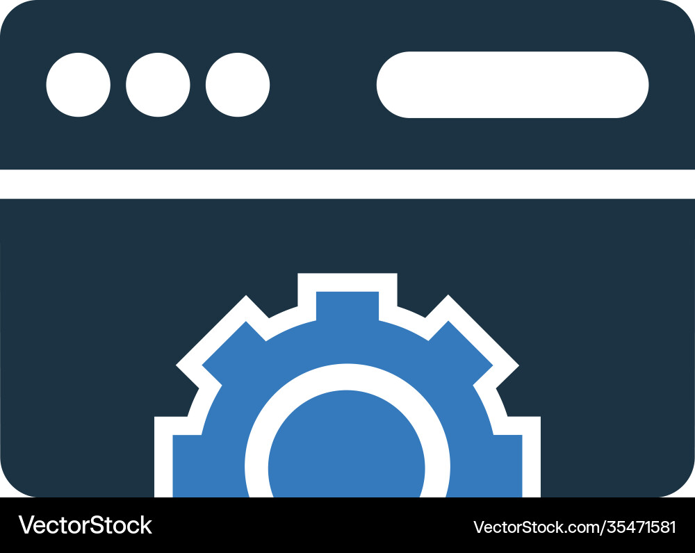Browser gear web page setup icon graphics vector image