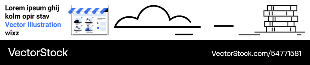 Cloud connected digital storefront and data Vector Image