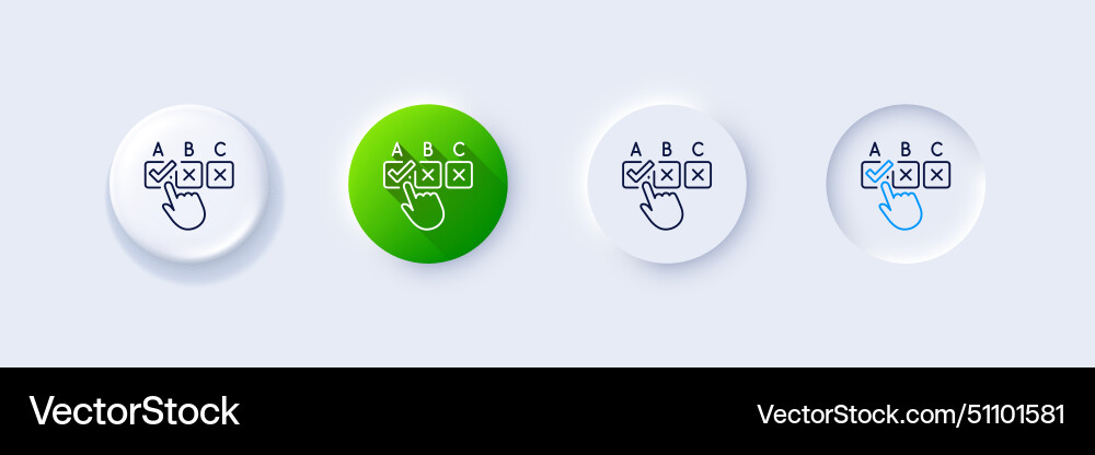 Correct checkbox line icon select answer sign Correct checkbox line icon select answer sign vector image