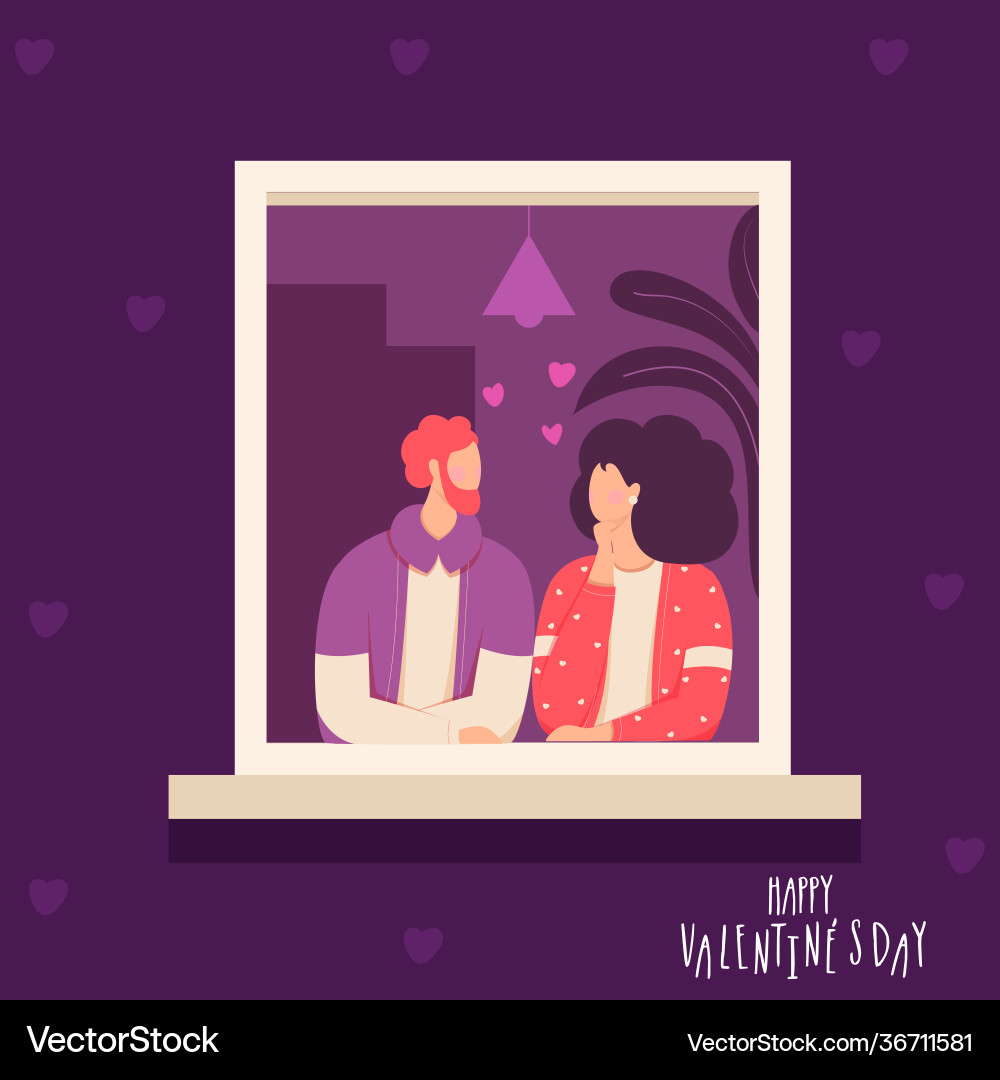 Faceless lovers couple see each other near window Faceless lovers couple see each other near window vector image