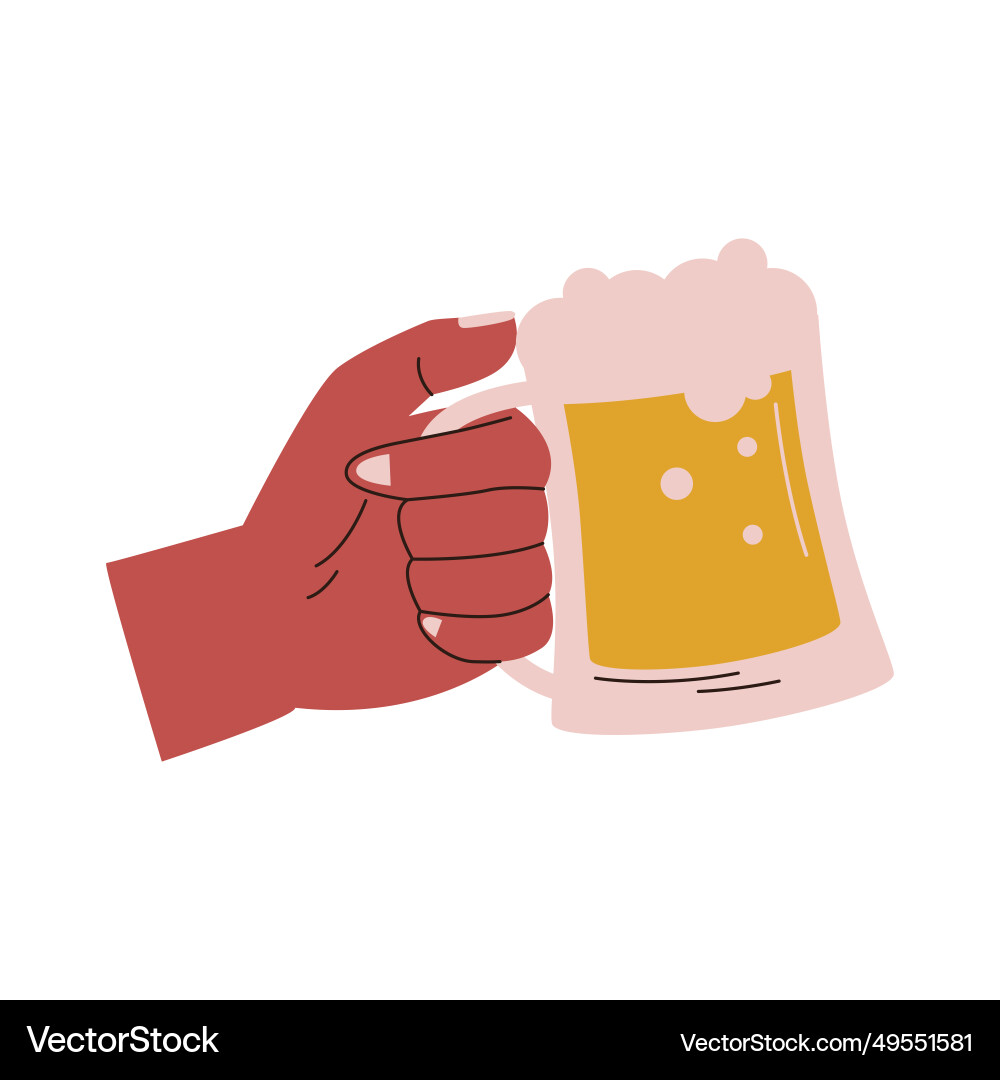 Flat design hands holding beer Vector Image