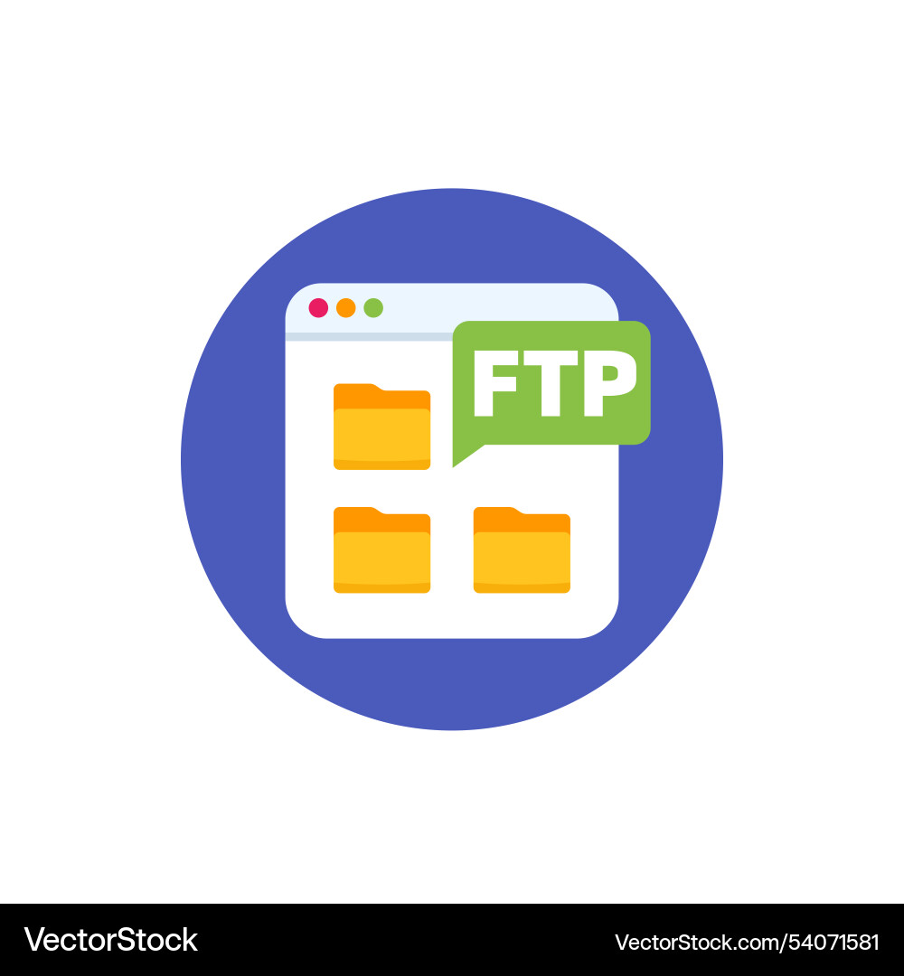 Ftp icon with file folders flat design Ftp icon with file folders flat design vector image