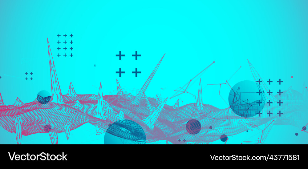 Futuristic Science Background - Wireframe Plexus vector image