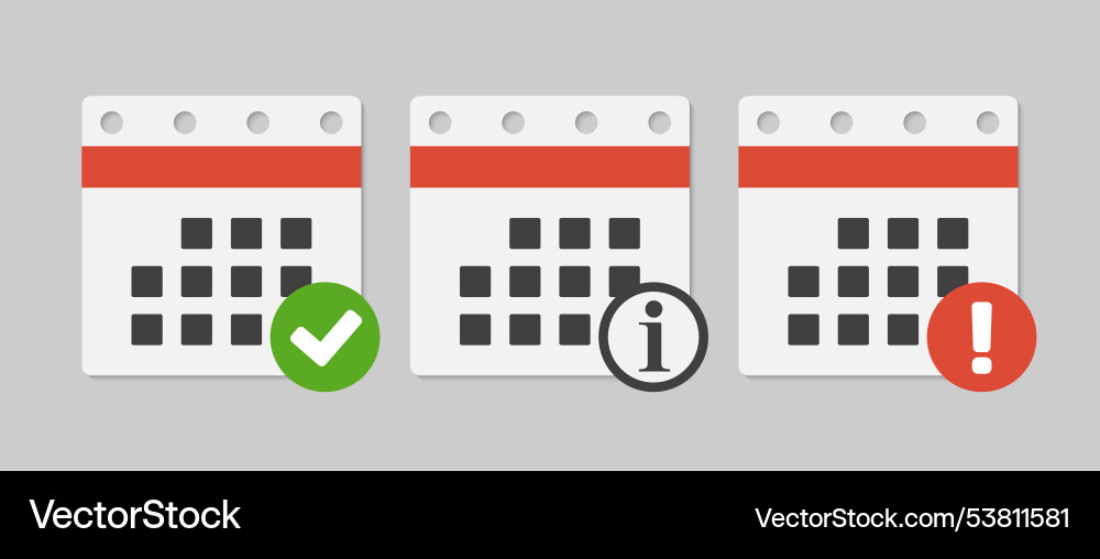 Icon calendar - popup message check info error vector image