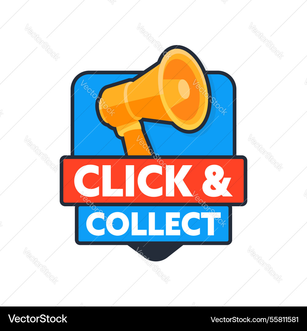 Megaphone symbol representing click and collect Megaphone symbol representing click and collect vector image