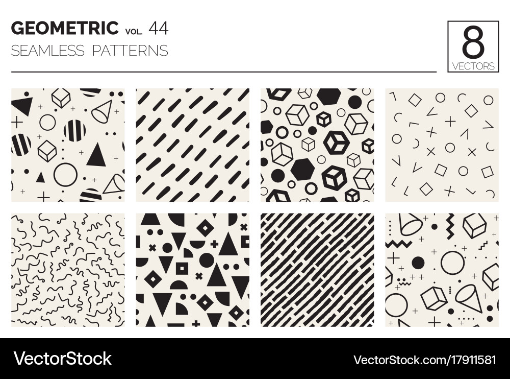 Minimal geometric seamless patterns set vector image