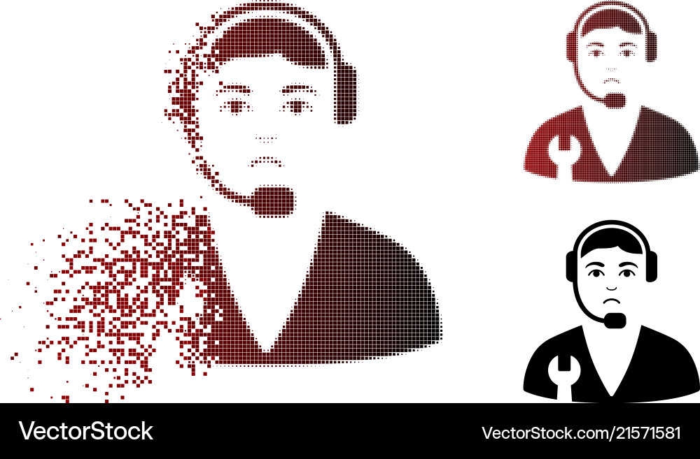 Pitiful fragmented pixel halftone service operator Pitiful fragmented pixel halftone service operator vector image