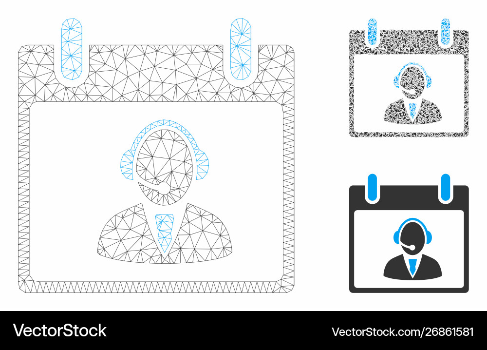 Reception operator calendar day mesh Reception operator calendar day mesh vector image
