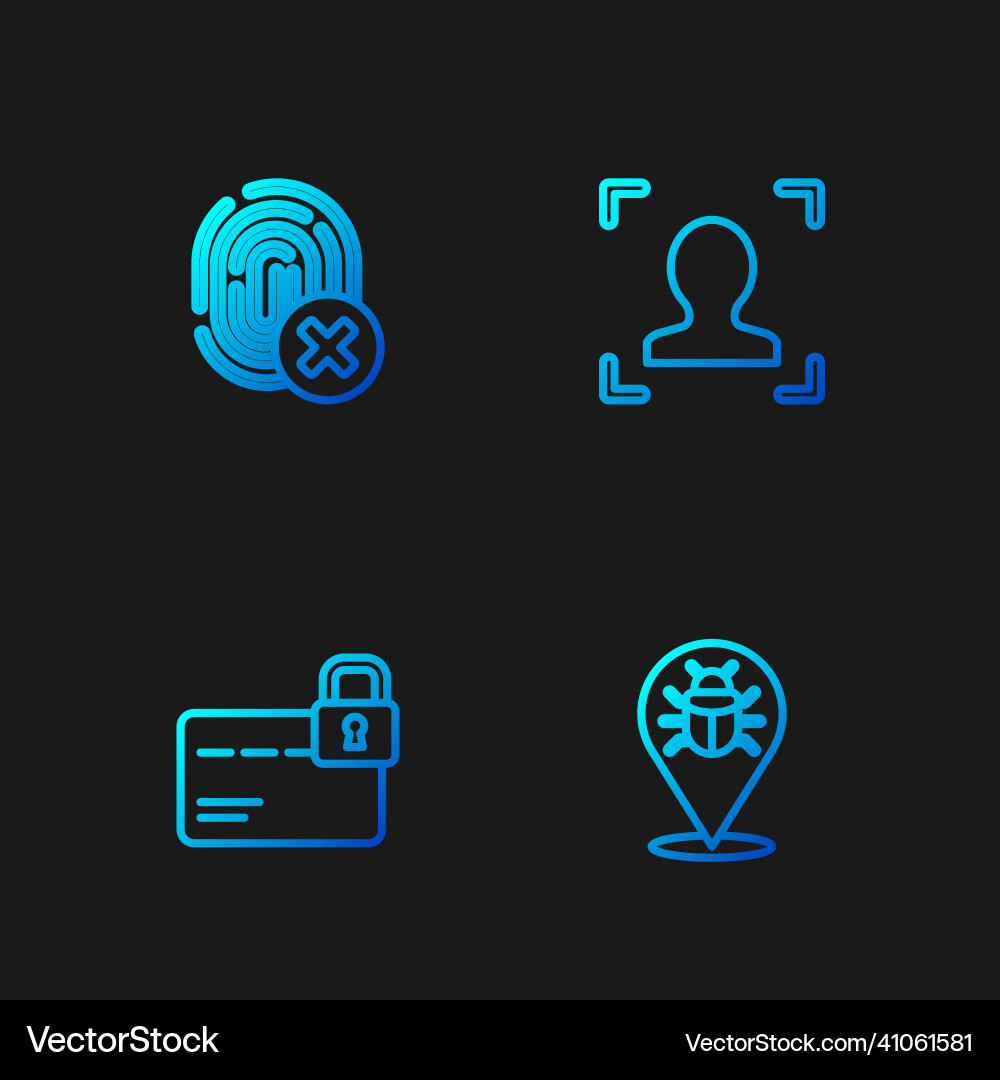 Set line system bug credit card with lock Set line system bug credit card with lock vector image