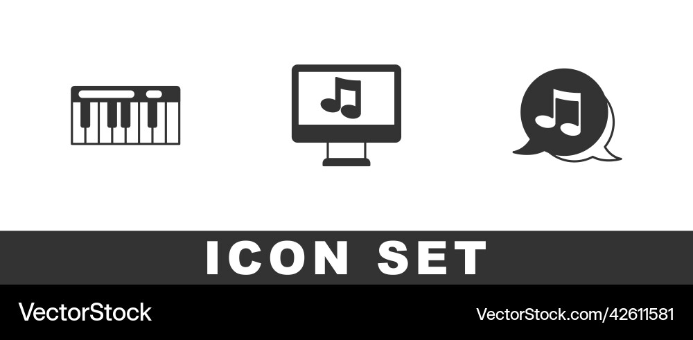 Set music synthesizer computer with note Vector Image