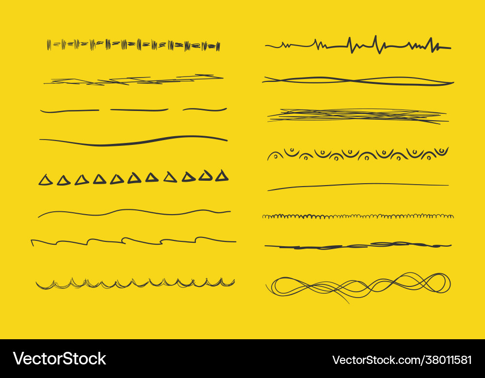 Set wavy hand drawn horizontal lines Set wavy hand drawn horizontal lines vector image