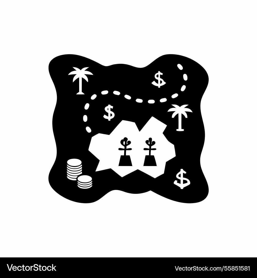 Treasure map showing a path to wealth Treasure map showing a path to wealth Vector Image