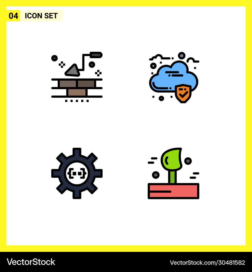 4 user interface filledline flat color pack Vector Image