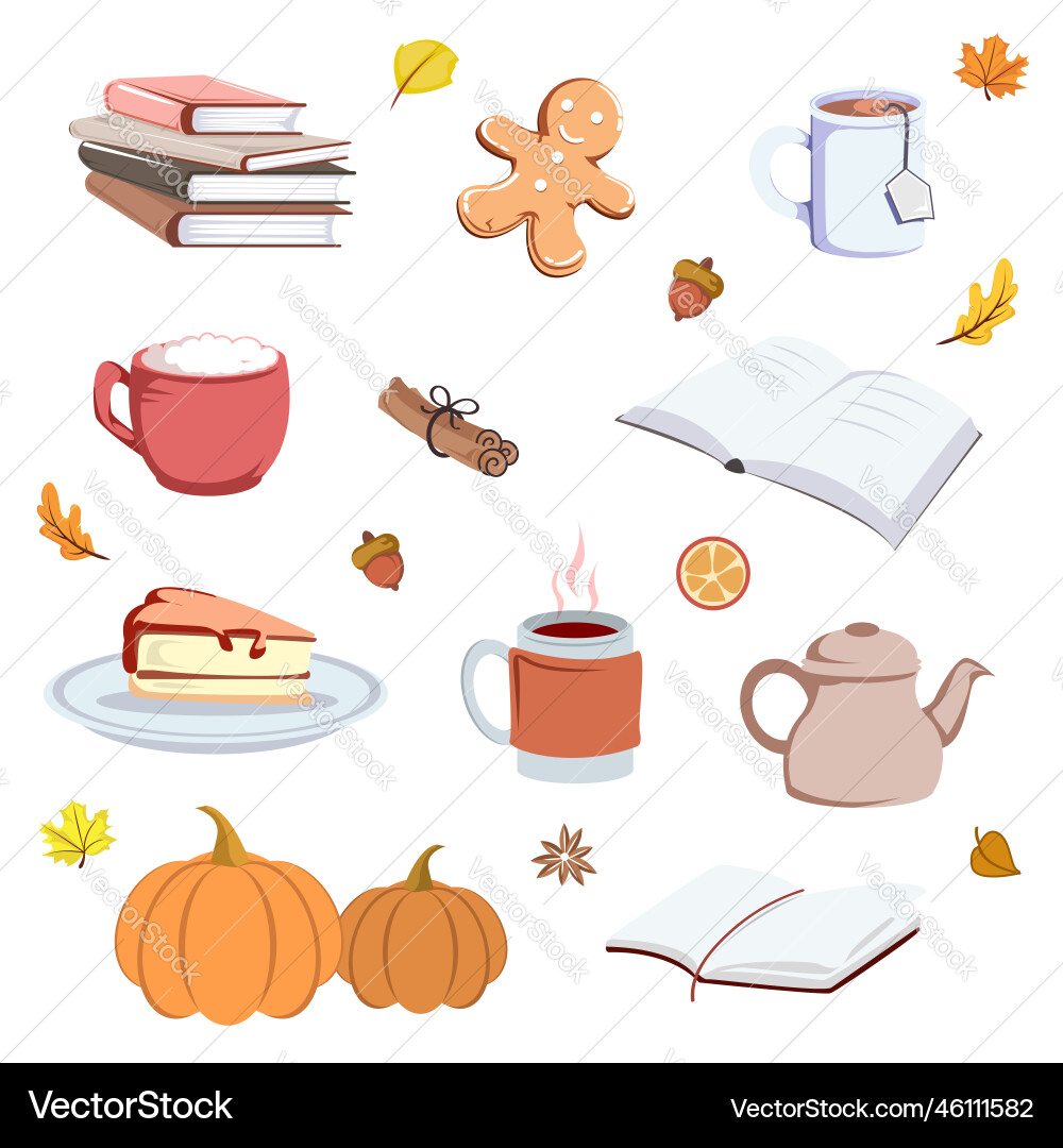 Autumn cozy hygge home elements seamless pattern Autumn cozy hygge home elements seamless pattern vector image