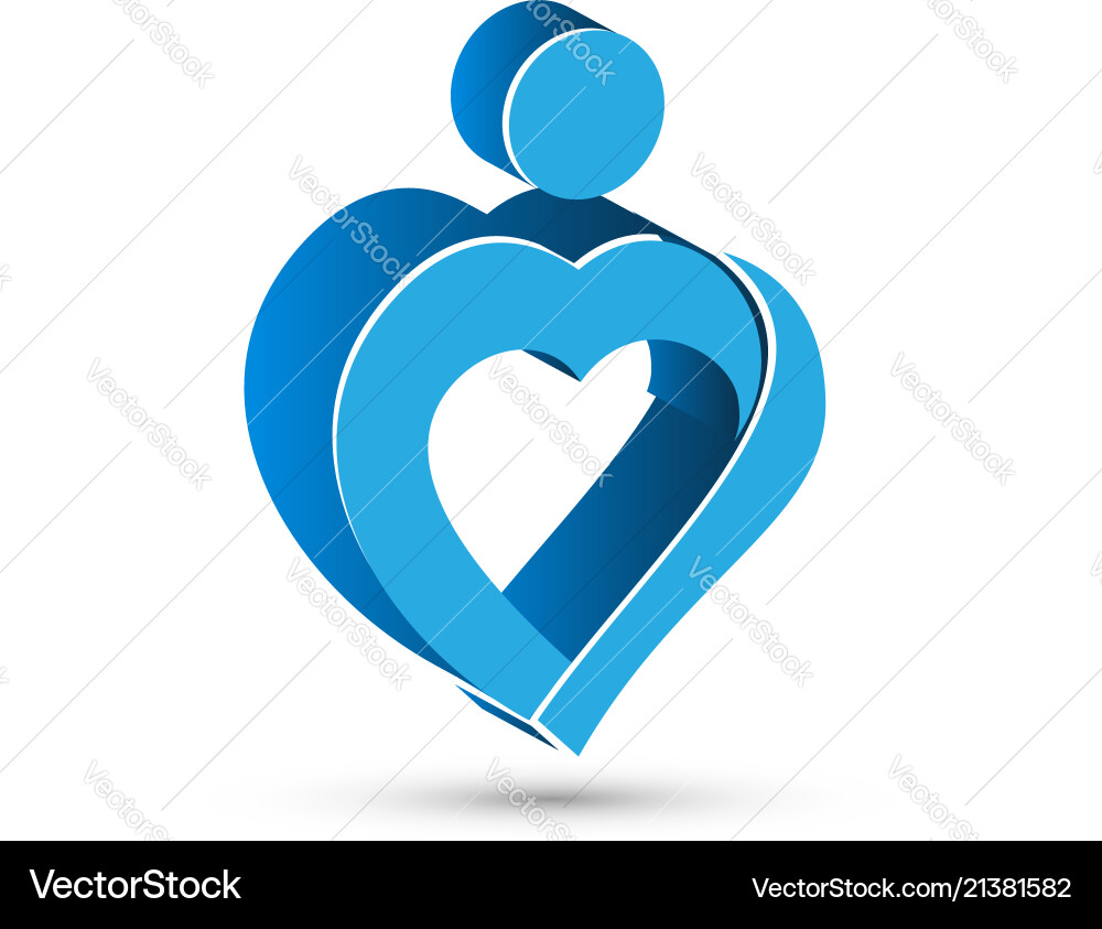 Blaues Herz Menschen Figur Logo Symbol Blaues Herz Menschen Figur Logo Symbol vektorbild
