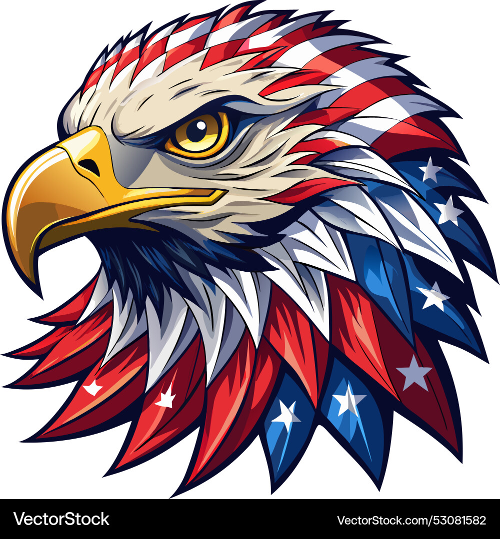 Eagle head with american flag pattern Royalty Free Vector