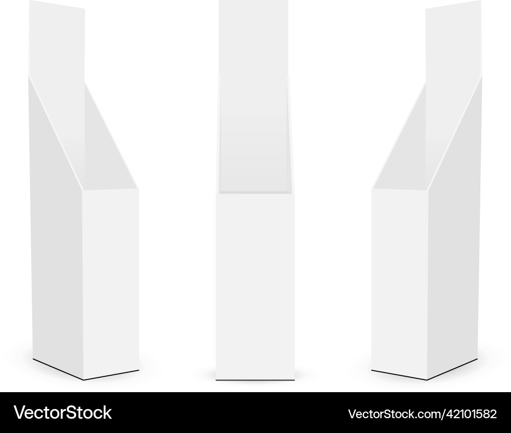 Floor carton display stand with front and side vector image