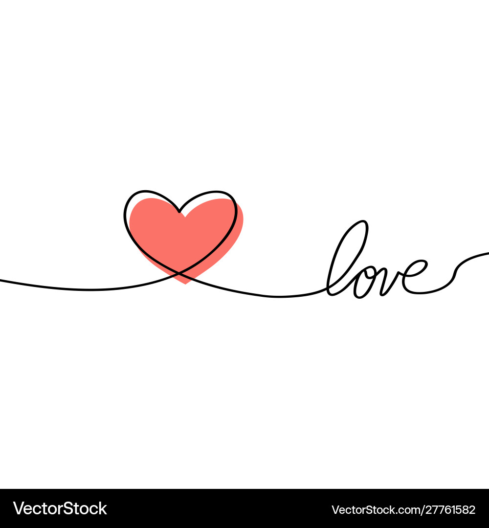 Glitch Heart in Continuous Lines vector image