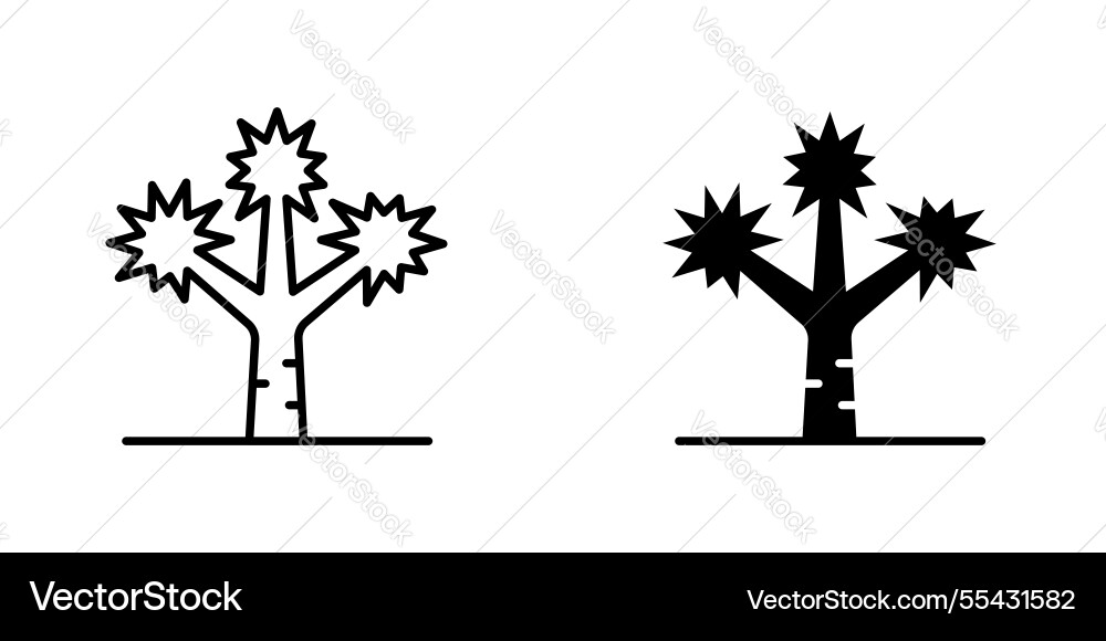 Joshua tree icons set in filled and strokes Joshua tree icons set in filled and strokes vector image