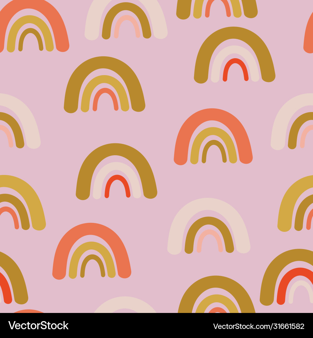 Pink with rainbow elements seamless pattern Vector Image