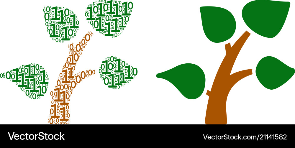 Plant tree collage of binary digits Plant tree collage of binary digits vector image