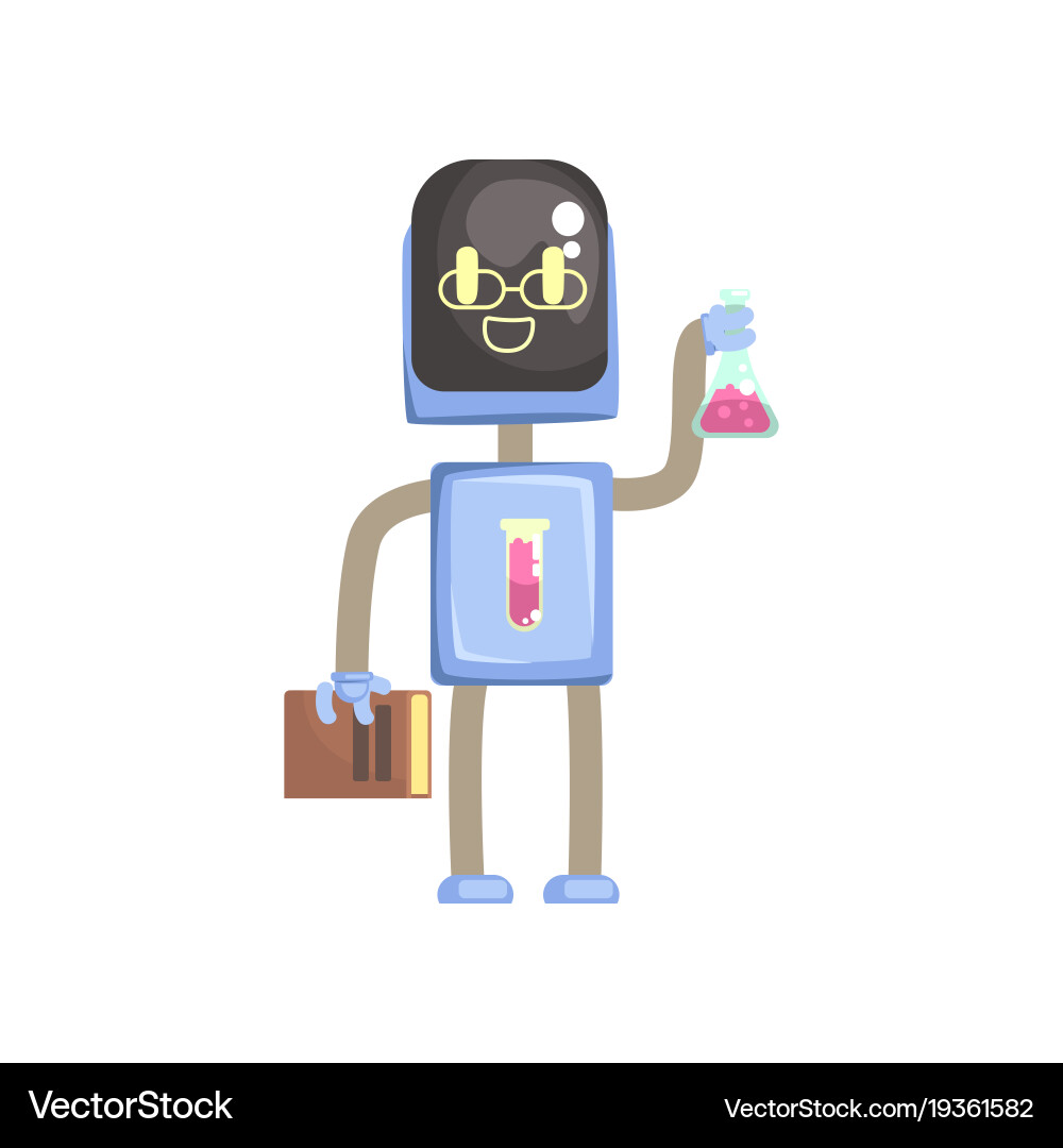 Robot chemist character ahdroid scientist vector image