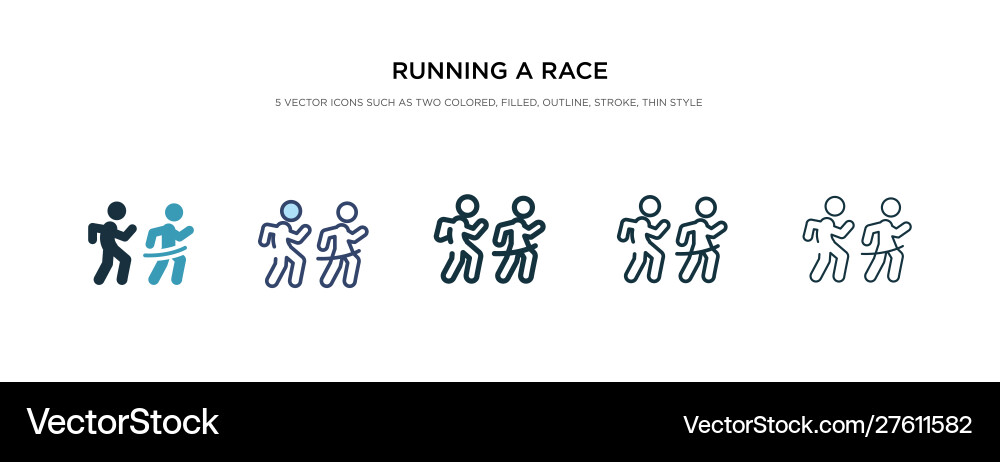 Running a race icon in different style two Running a race icon in different style two vector image