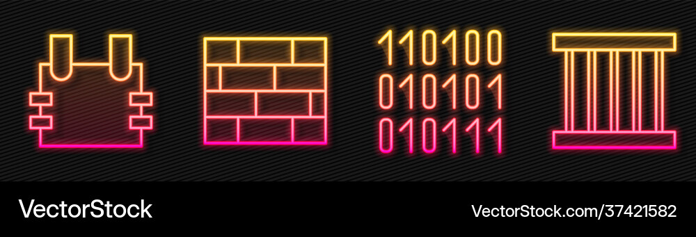Set line binary code bulletproof vest bricks Set line binary code bulletproof vest bricks vector image