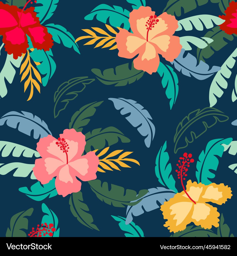 Tropical Hawaiian Flower Pattern Vector Image