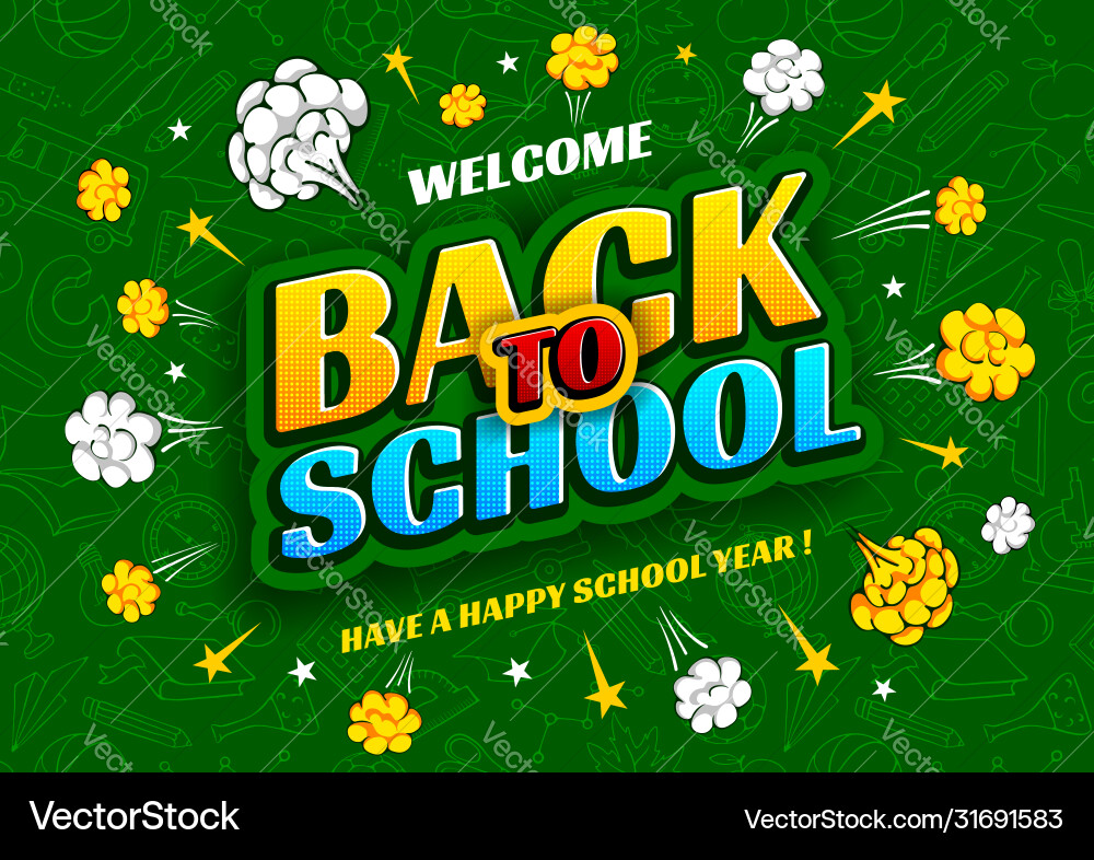 Back to school background design in pop art style Vector Image