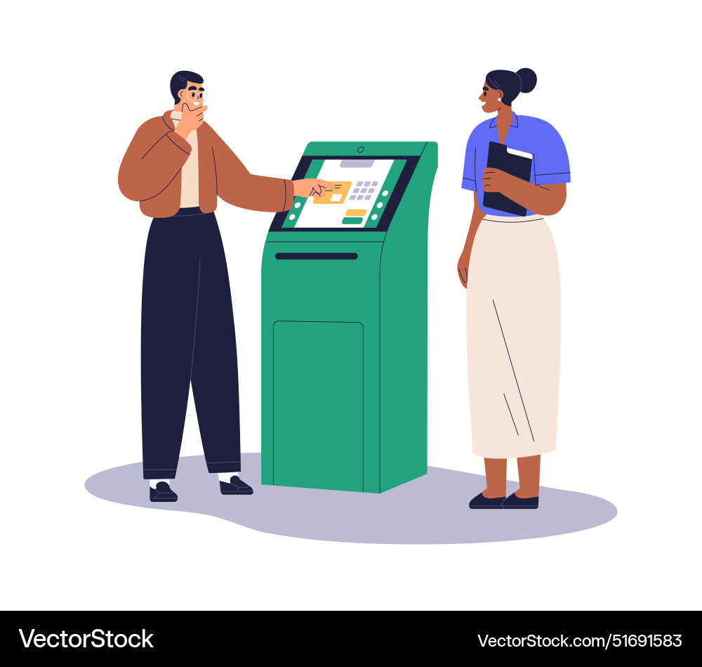 Client at atm self-service banking machine Vector Image